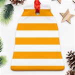 Horizontal Stripes - White and Dark Tangerine Orange Ornament (Bell)