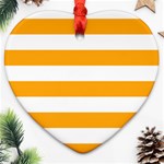 Horizontal Stripes - White and Dark Tangerine Orange Ornament (Heart)