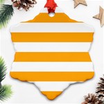 Horizontal Stripes - White and Dark Tangerine Orange Snowflake Ornament (Two Sides)