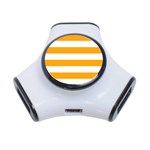 Horizontal Stripes - White and Dark Tangerine Orange Portable USB Hub (One Side)