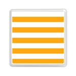 Horizontal Stripes - White and Dark Tangerine Orange Memory Card Reader with Storage (Square)