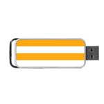 Horizontal Stripes - White and Dark Tangerine Orange Portable USB Flash (One Side)