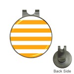 Horizontal Stripes - White and Dark Tangerine Orange Golf Ball Marker Hat Clip