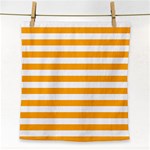 Horizontal Stripes - White and Dark Tangerine Orange Face Towel