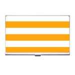 Horizontal Stripes - White and Dark Tangerine Orange Business Card Holder