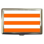 Horizontal Stripes - White and Safety Orange Cigarette Money Case