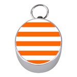 Horizontal Stripes - White and Safety Orange Silver Compass (Mini)