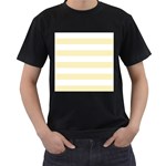 Horizontal Stripes - White and Blond Yellow Men s T-Shirt (Black)