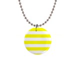 Horizontal Stripes - White and Yellow 1  Button Necklace