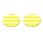 Horizontal Stripes - White and Yellow Cufflinks (Oval)