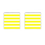 Horizontal Stripes - White and Yellow Cufflinks (Square)