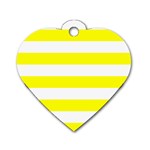 Horizontal Stripes - White and Yellow Dog Tag Heart (One Side)