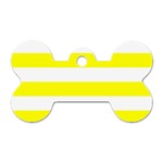 Horizontal Stripes - White and Yellow Dog Tag Bone (One Side)