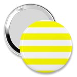 Horizontal Stripes - White and Yellow 3  Handbag Mirror