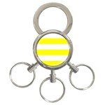 Horizontal Stripes - White and Yellow 3-Ring Key Chain