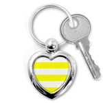 Horizontal Stripes - White and Yellow Key Chain (Heart)