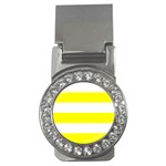 Horizontal Stripes - White and Yellow Money Clip (CZ)