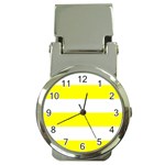 Horizontal Stripes - White and Yellow Money Clip Watch