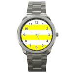 Horizontal Stripes - White and Yellow Sport Metal Watch