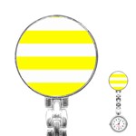 Horizontal Stripes - White and Yellow Stainless Steel Nurses Watch