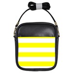 Horizontal Stripes - White and Yellow Girls Sling Bag