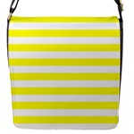 Horizontal Stripes - White and Yellow Flap Closure Messenger Bag (S)