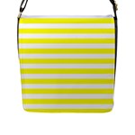 Horizontal Stripes - White and Yellow Flap Closure Messenger Bag (L)