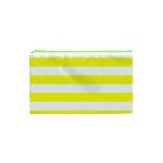 Horizontal Stripes - White and Yellow Canvas Cosmetic Bag (XS)