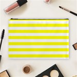 Horizontal Stripes - White and Yellow Cosmetic Bag (L)