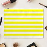 Horizontal Stripes - White and Yellow Cosmetic Bag (XL)