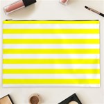 Horizontal Stripes - White and Yellow Cosmetic Bag (XXL)