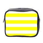 Horizontal Stripes - White and Yellow Mini Toiletries Bag (Two Sides)