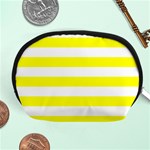 Horizontal Stripes - White and Yellow Accessory Pouch (Medium)