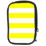 Horizontal Stripes - White and Yellow Compact Camera Leather Case