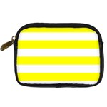 Horizontal Stripes - White and Yellow Digital Camera Leather Case