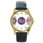 never trump Round Gold Metal Watch