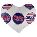 never trump Large 19  Premium Flano Heart Shape Cushion