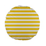 Horizontal Stripes - White and Gold Yellow Standard 15  Premium Flano Round Cushion