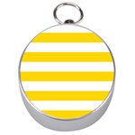 Horizontal Stripes - White and Gold Yellow Silver Compass