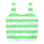 Horizontal Stripes - White and Light Green Full Print Recycle Bag (L)