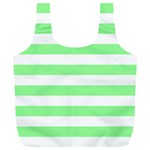 Horizontal Stripes - White and Light Green Full Print Recycle Bag (XL)