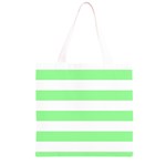 Horizontal Stripes - White and Light Green Grocery Light Tote Bag