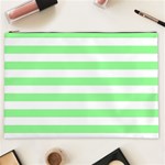 Horizontal Stripes - White and Light Green Cosmetic Bag (XXL)