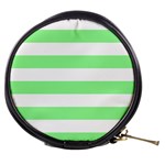 Horizontal Stripes - White and Light Green Mini Makeup Bag