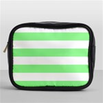 Horizontal Stripes - White and Light Green Mini Toiletries Bag (One Side)