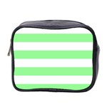 Horizontal Stripes - White and Light Green Mini Toiletries Bag (Two Sides)