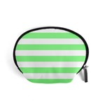 Horizontal Stripes - White and Light Green Accessory Pouch (Small)