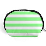 Horizontal Stripes - White and Light Green Accessory Pouch (Medium)