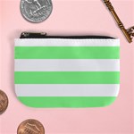 Horizontal Stripes - White and Light Green Mini Coin Purse