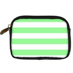 Horizontal Stripes - White and Light Green Digital Camera Leather Case